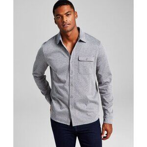 And Now This Gray Mens Solid Long-Sleeve Button-up Knit Shirt, NWT, Size S
